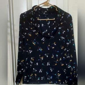 Banana Republic Black Floral Cowl Top